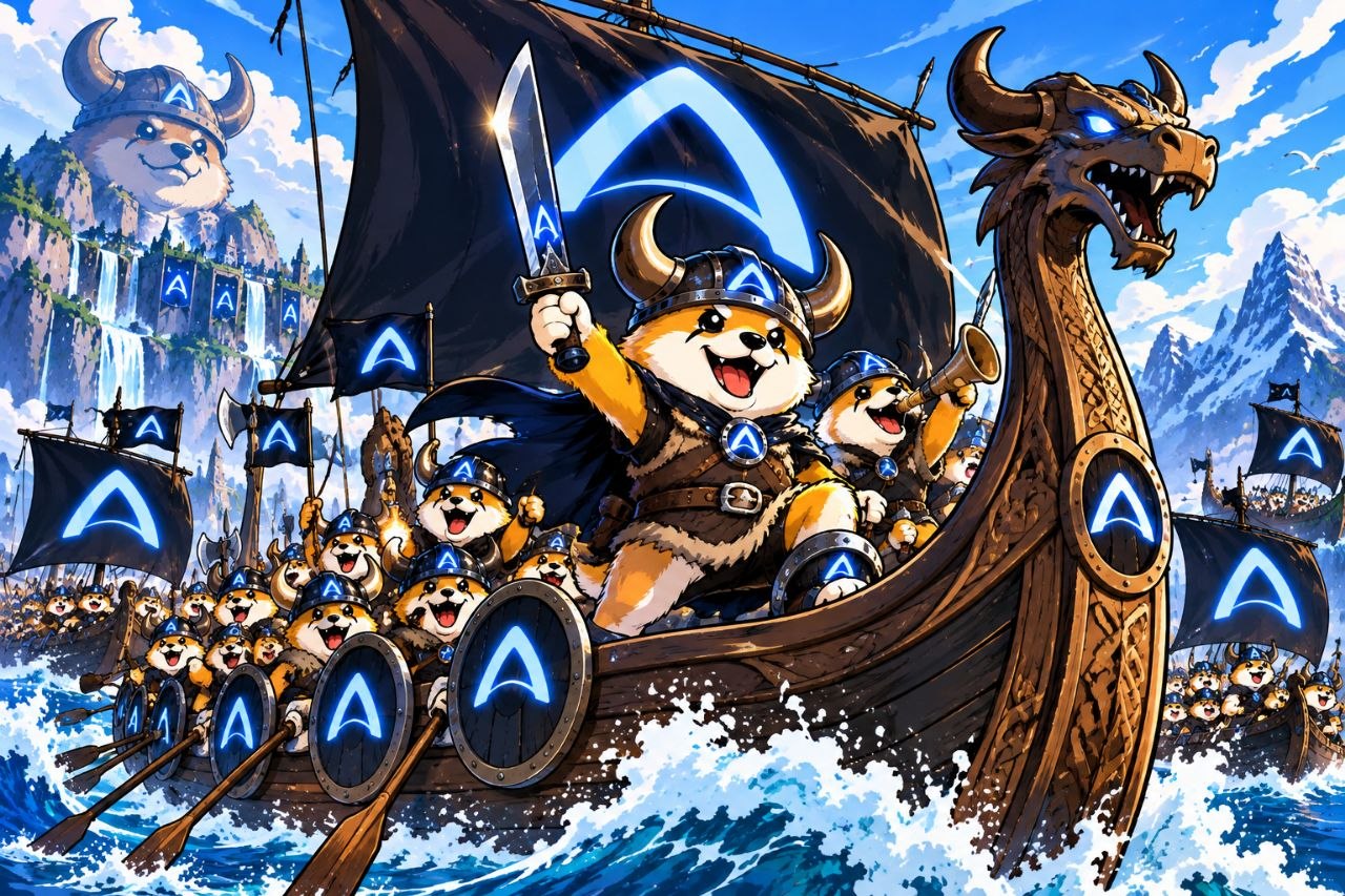 FLOKI Viking crew rowing a dragon longship into battle